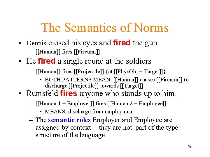 The Semantics of Norms • Dennis closed his eyes and fired the gun –