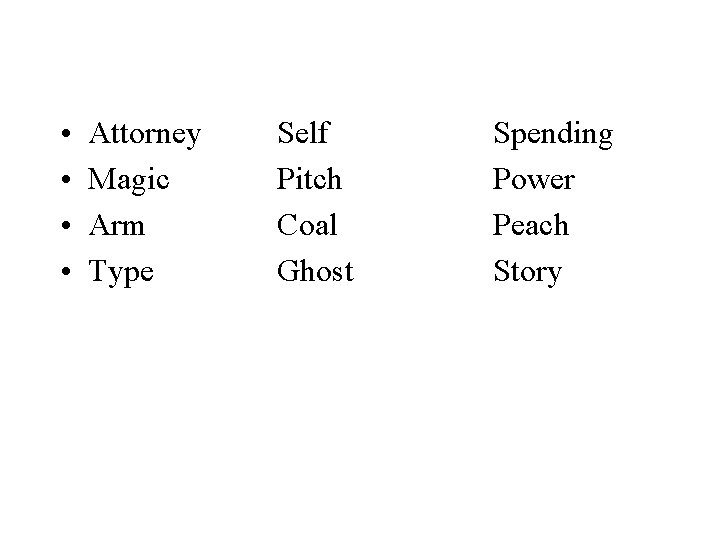  • • Attorney Magic Arm Type Self Pitch Coal Ghost Spending Power Peach