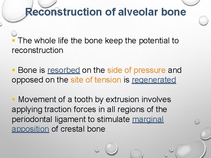 Reconstruction of alveolar bone § The whole life the bone keep the potential to