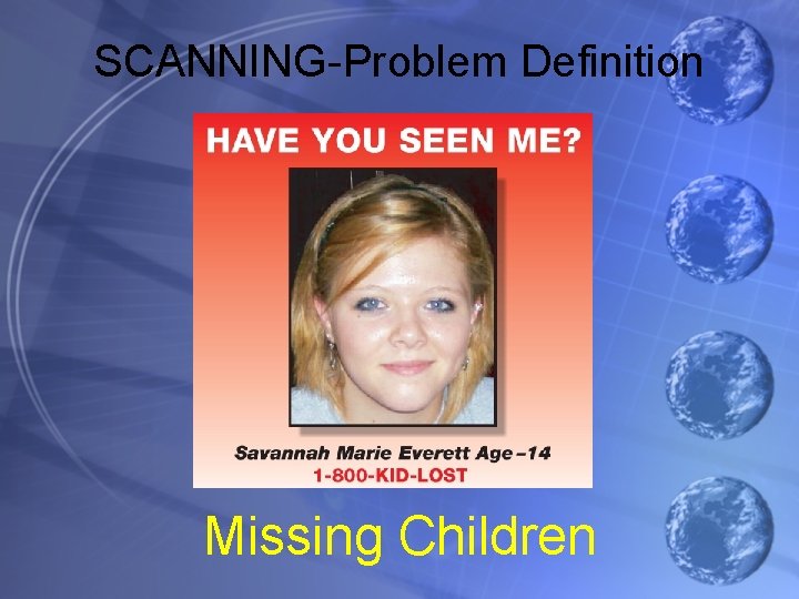 SCANNING-Problem Definition Missing Children 