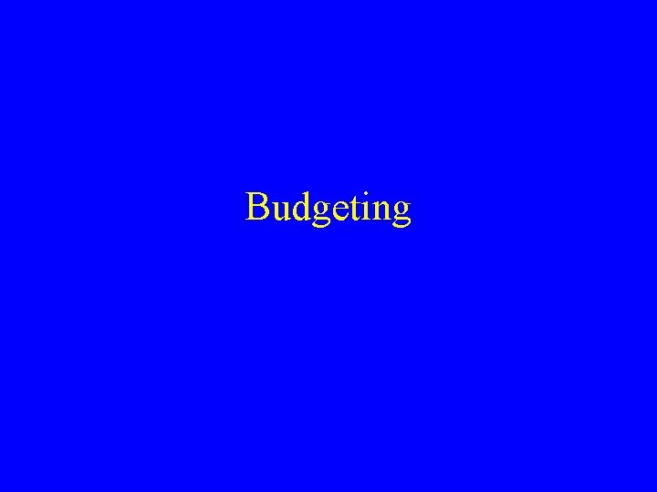 Budgeting 