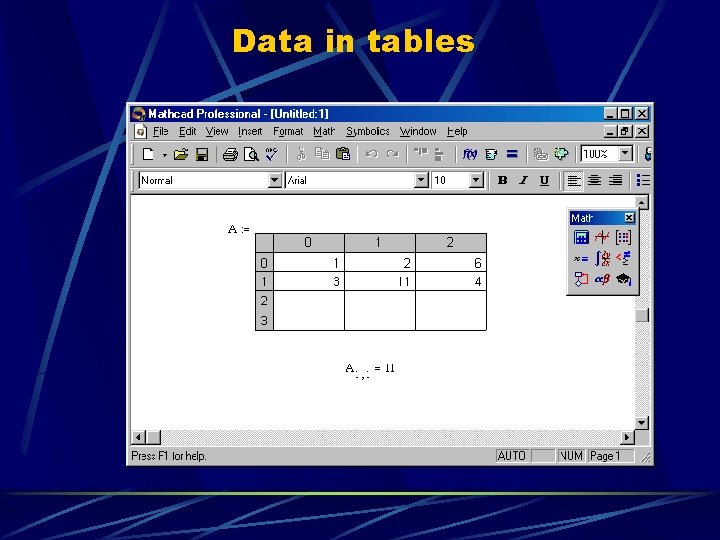 Data in tables 