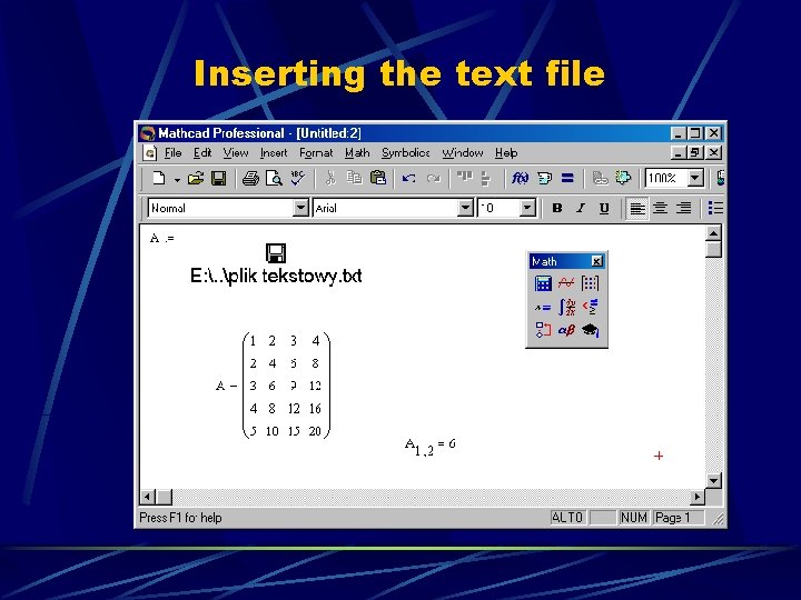 Inserting the text file 