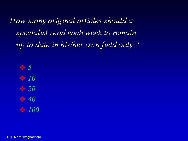 How many original articles should a specialist read each week to remain up to