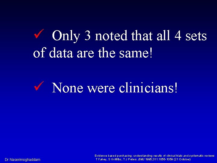 ü Only 3 noted that all 4 sets of data are the same! ü