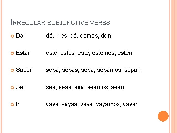 EL SUBJUNTIVO Using the subjunctive CONCEPTO Up until