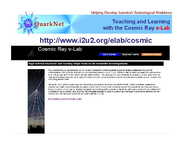 Teaching and Learning with the Cosmic Ray e-Lab http: //www. i 2 u 2.
