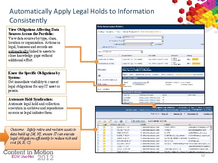 Automatically Apply Legal Holds to Information Consistently View Obligations Affecting Data Sources Across the