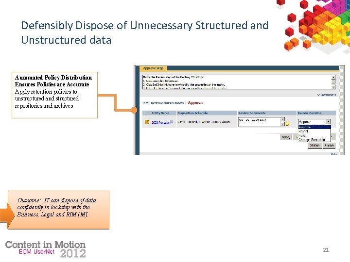 Defensibly Dispose of Unnecessary Structured and Unstructured data Automated Policy Distribution Ensures Policies are