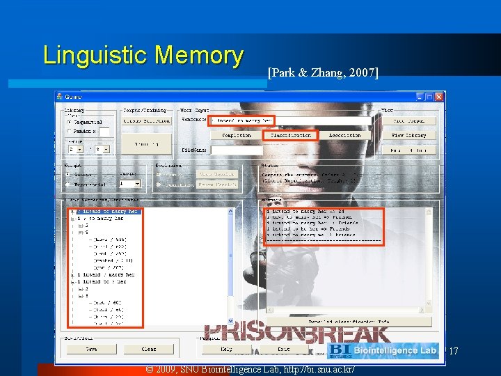 Linguistic Memory [Park & Zhang, 2007] 17 © 2009, SNU Biointelligence Lab, http: //bi.