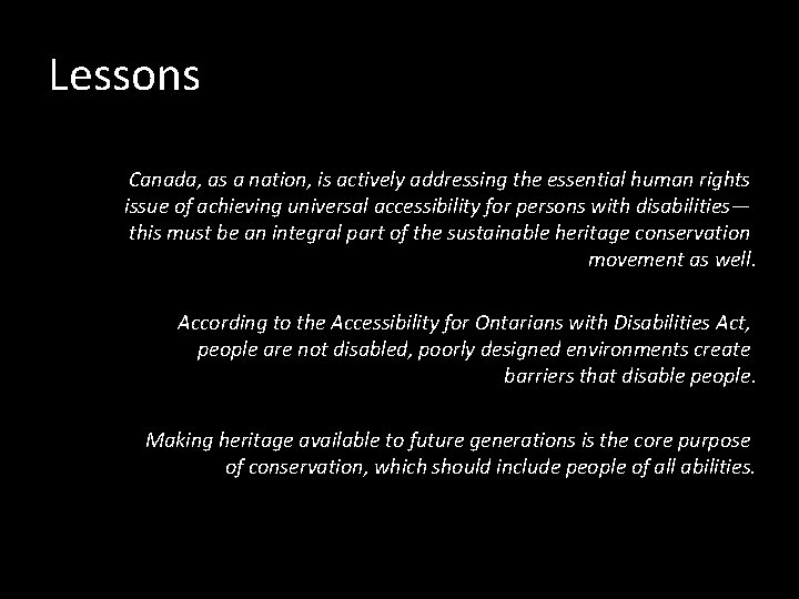 Lessons Canada, as a nation, is actively addressing the essential human rights issue of