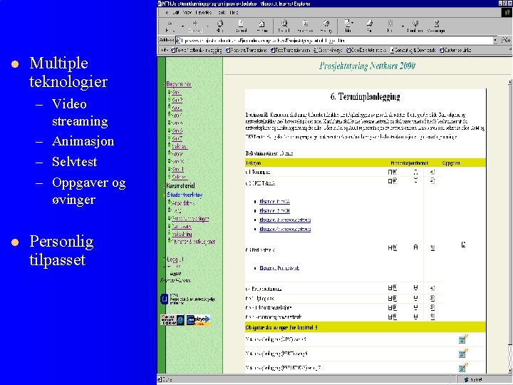 l Multiple teknologier – Video streaming – Animasjon – Selvtest – Oppgaver og øvinger