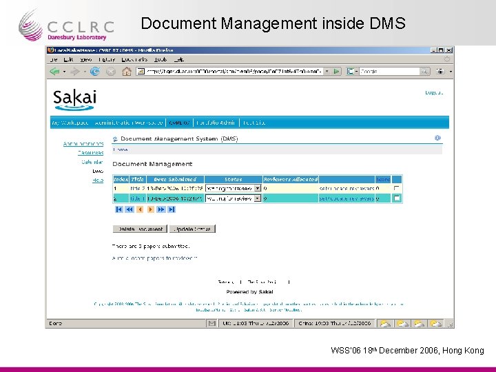Document Management inside DMS WSS’ 06 18 th Presenter Name December Facility 2006, Name.