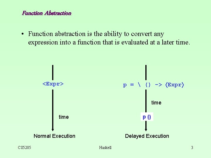 Function Abstraction • Function abstraction is the ability to convert any expression into a