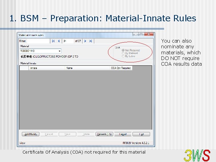 1. BSM – Preparation: Material-Innate Rules You can also nominate any materials, which DO