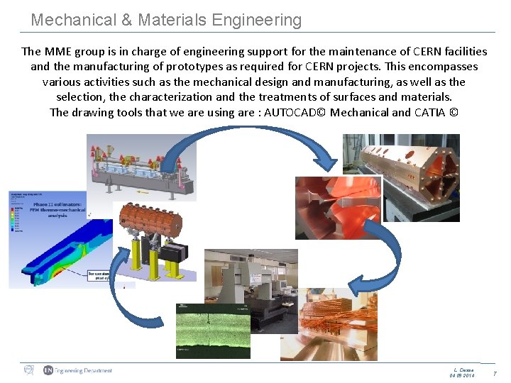 Mechanical & Materials Engineering The MME group is in charge of engineering support for