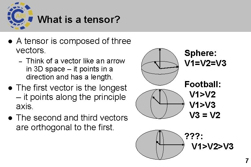 What is a tensor? l A tensor is composed of three vectors. – l
