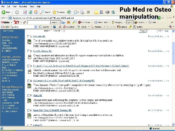 Pub Med re Osteo manipulation 