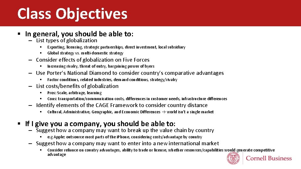 Class Objectives § In general, you should be able to: – List types of