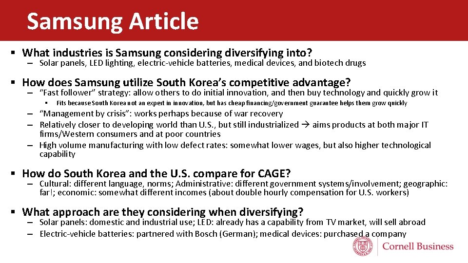 Samsung Article § What industries is Samsung considering diversifying into? – Solar panels, LED
