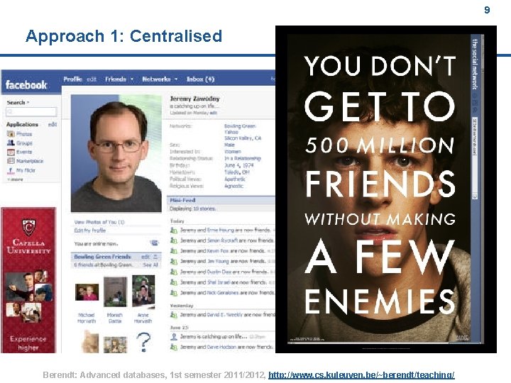 9 Approach 1: Centralised Berendt: Advanced databases, 1 st semester 2011/2012, http: //www. cs.
