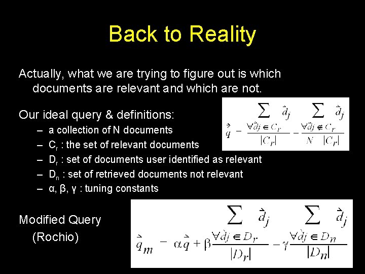 Back to Reality Actually, what we are trying to figure out is which documents