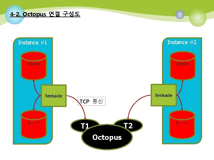 4 -2. Octopus 연결 구성도 Instance #1 Instance #2 SESSION Tentacle ID : ?