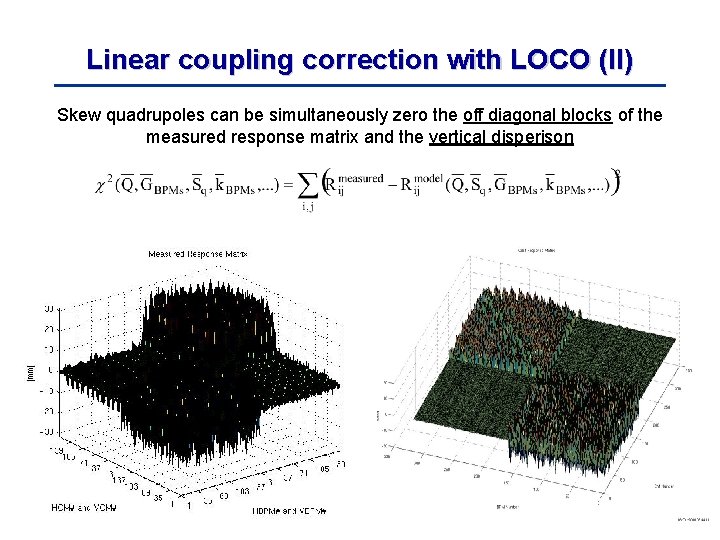 Linear coupling correction with LOCO (II) Skew quadrupoles can be simultaneously zero the off