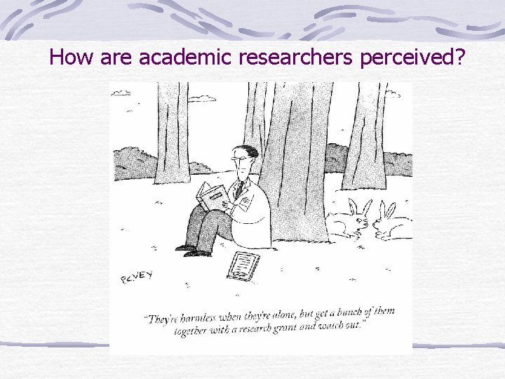 How are academic researchers perceived? 