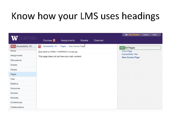 Know how your LMS uses headings 