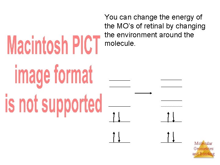 You can change the energy of the MO’s of retinal by changing the environment