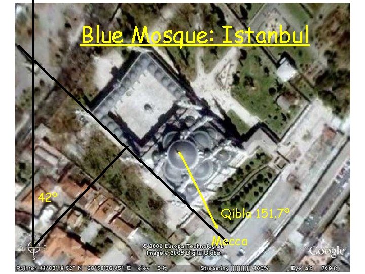 Blue Mosque: Istanbul 42º Qibla 151. 7º Mecca 