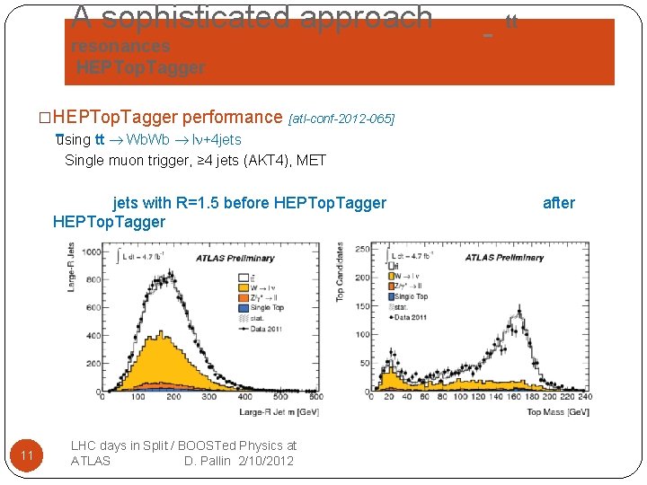 A sophisticated approach tt resonances HEPTop. Tagger �HEPTop. Tagger performance [atl-conf-2012 -065] using tt