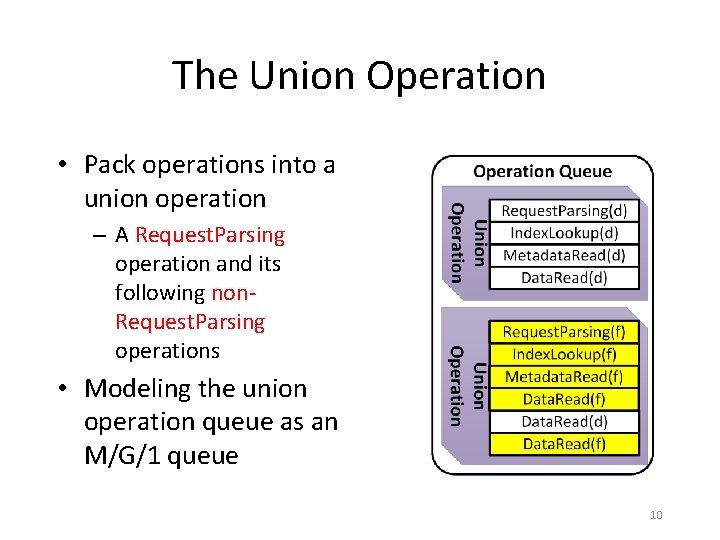 The Union Operation • Pack operations into a union operation – A Request. Parsing