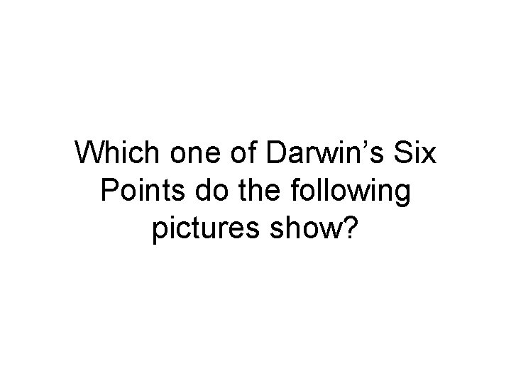 Which one of Darwin’s Six Points do the following pictures show? 