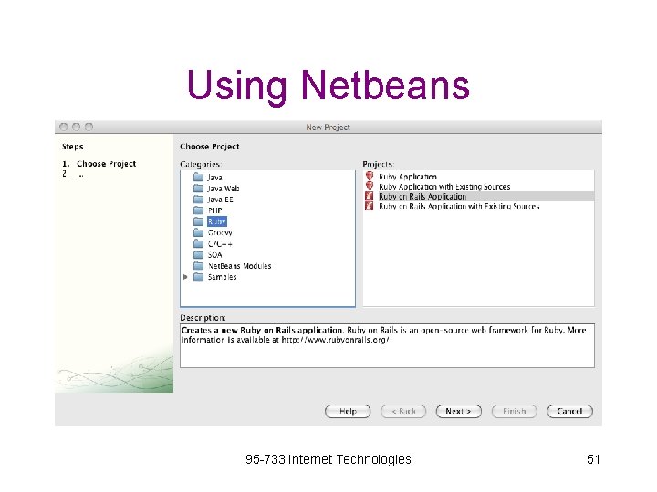Using Netbeans 95 -733 Internet Technologies 51 