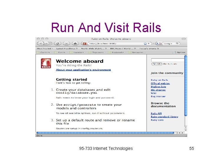 Run And Visit Rails 95 -733 Internet Technologies 55 