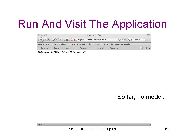 Run And Visit The Application So far, no model. 95 -733 Internet Technologies 59