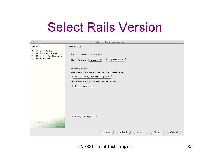 Select Rails Version 95 -733 Internet Technologies 62 