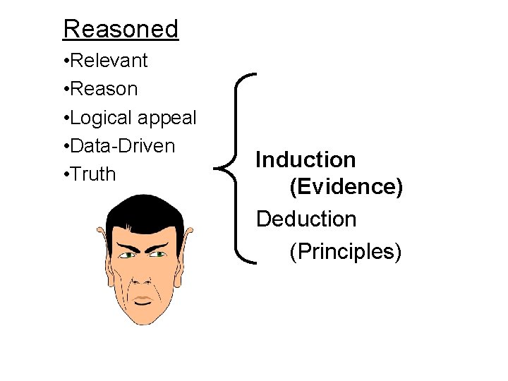 Reasoned • Relevant • Reason • Logical appeal • Data-Driven • Truth Induction (Evidence)
