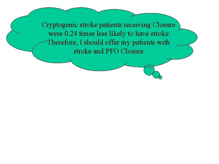 Cryptogenic stroke patients receiving Closure were 0. 24 times less likely to have stroke.