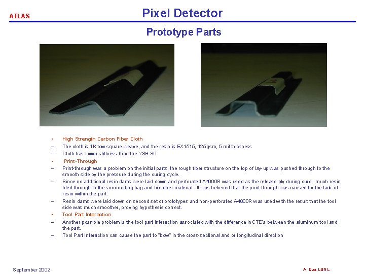 Pixel Detector ATLAS Prototype Parts • – – – • – – September 2002