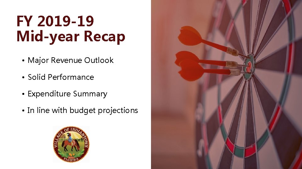 FY 2019 -19 Mid-year Recap • Major Revenue Outlook • Solid Performance • Expenditure