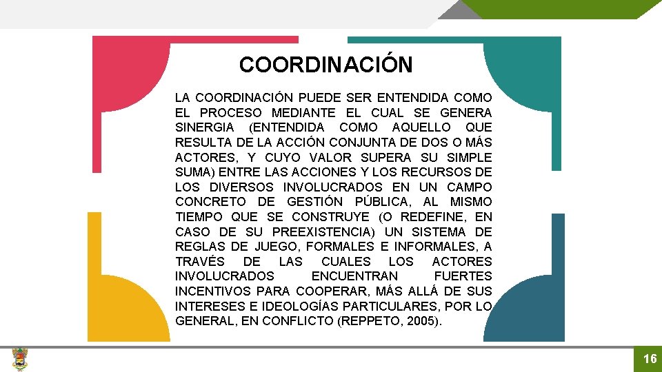 COORDINACIÓN LA COORDINACIÓN PUEDE SER ENTENDIDA COMO EL PROCESO MEDIANTE EL CUAL SE GENERA