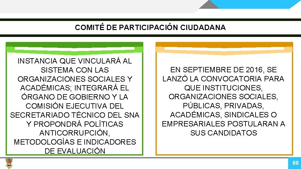 COMITÉ DE PARTICIPACIÓN CIUDADANA INSTANCIA QUE VINCULARÁ AL SISTEMA CON LAS ORGANIZACIONES SOCIALES Y