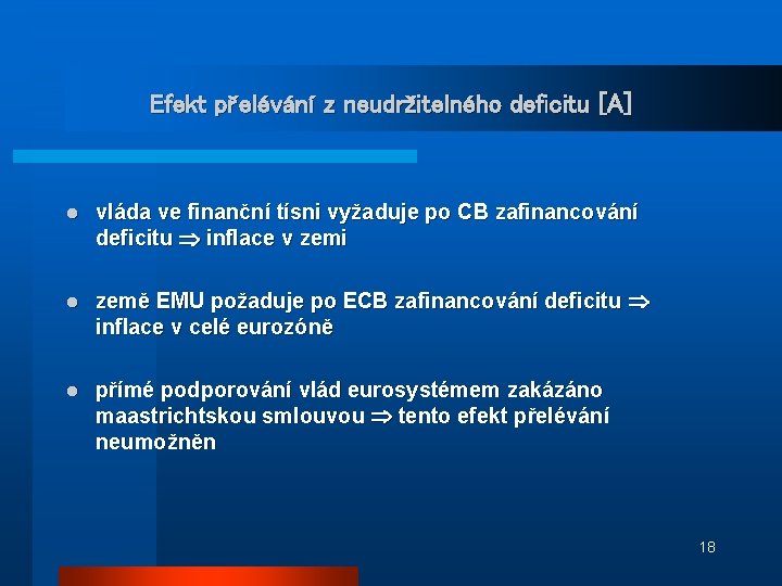 Efekt přelévání z neudržitelného deficitu [A] l vláda ve finanční tísni vyžaduje po CB