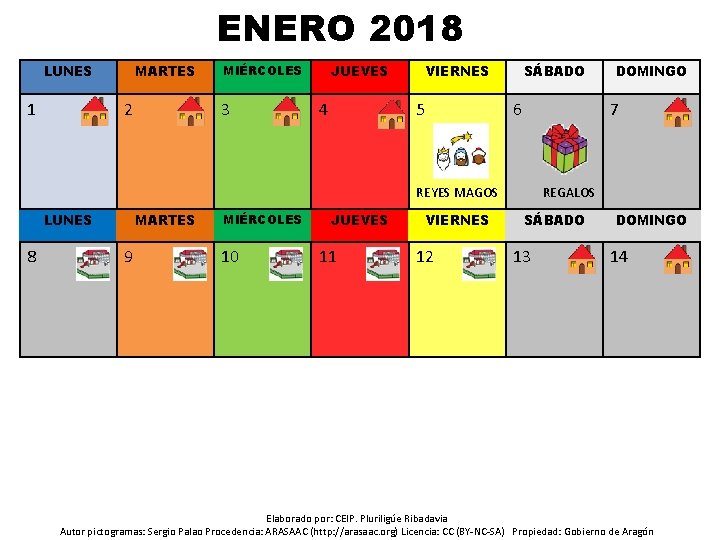 ENERO 2018 LUNES 1 MARTES 2 JUEVES MIÉRCOLES 3 4 VIERNES 5 SÁBADO 6