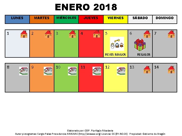 ENERO 2018 LUNES 1 MARTES 2 JUEVES MIÉRCOLES 3 4 VIERNES 5 SÁBADO 6