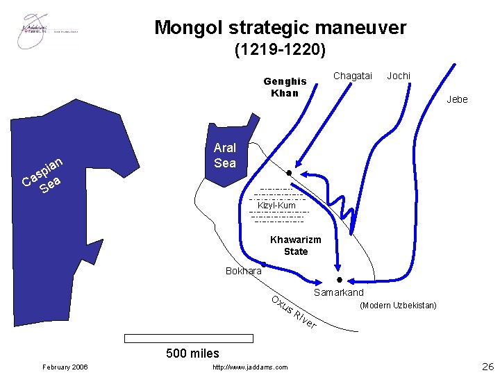 Mongol strategic maneuver (1219 -1220) Chagatai Genghis Khan ian p s Ca Sea Jochi