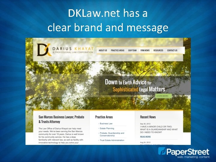 DKLaw. net has a clear brand message 